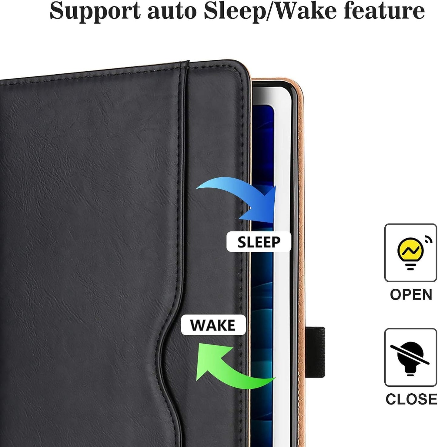 Galaxy Tab A7 10.4 Inch Case (Model SM-T500 T503 T505 T507), Premium PU Leather Protective Cover Stand Folio Case with Strap for 2020 Release Samsung Galaxy Tab A7 Tablet 10.4” -Black