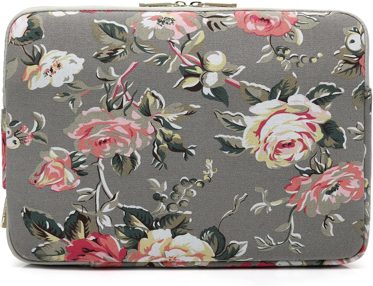 Gery Rose Patten Canvas Water-Resistant 13.3 Inch Laptop Sleeve Case for 12.5Inch 13Inch Notebook Computer 12.9 Pocket Tablet
