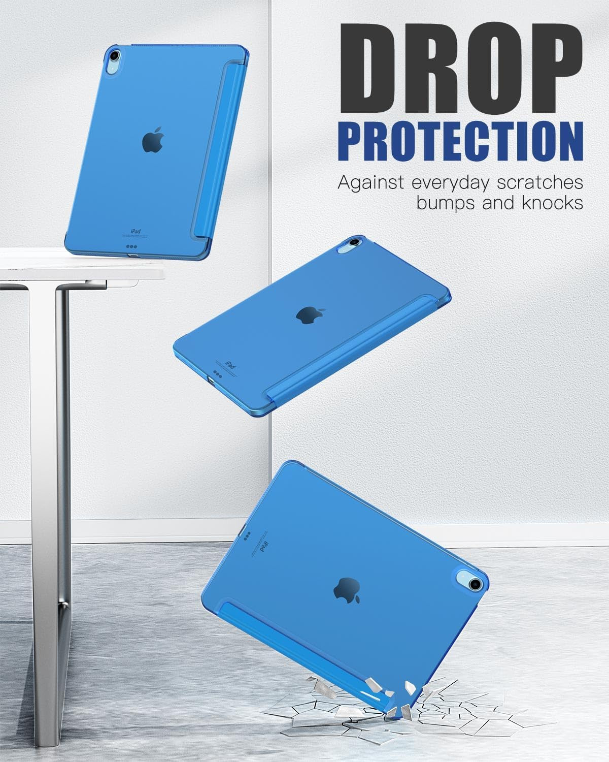 for Ipad Air 11 Inch Case 7Th/6Th Generation M3/M2 2025/2024, Ipad Air 5Th/4Th Gen Case 2022/2020 10.9 Inch, Slim Hard PC Translucent Back Shell Cover, Support Touch Id,Blue Wave